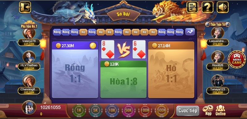 Hạn chế đặt cược vào cửa hòa trong game Rồng Hổ